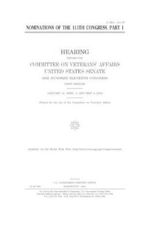 Cover of Nominations of the 111th Congress. Pt. 1