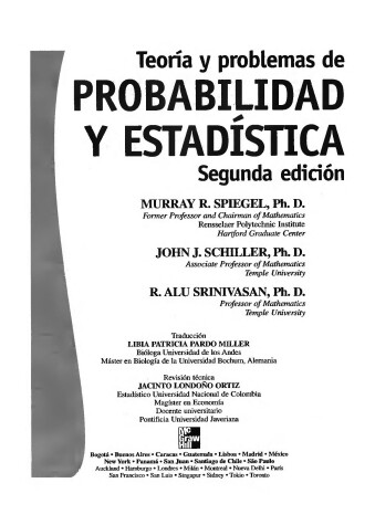 Book cover for Probabilidad y Estadistica - 2 Edicion