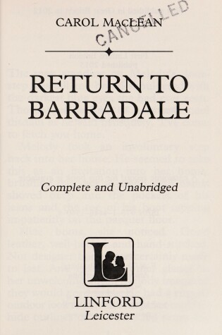 Cover of Return To Barradale