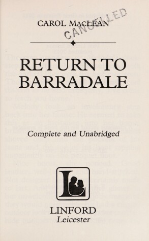 Book cover for Return To Barradale