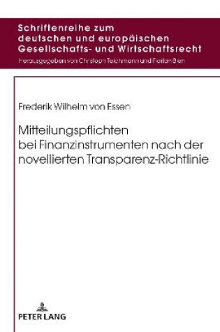 Cover of Mitteilungspflichten Bei Finanzinstrumenten Nach Der Novellierten Transparenz-Richtlinie