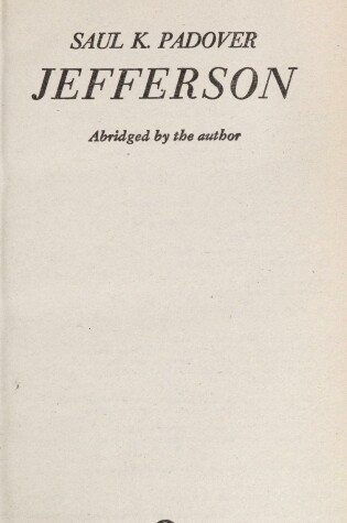 Cover of Padover Saul K. : Jefferson