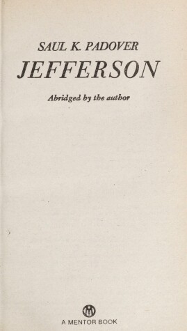 Book cover for Padover Saul K. : Jefferson