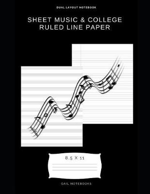 Book cover for Sheet Music & college ruled line paper