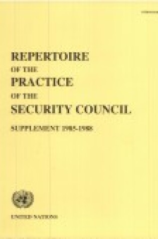 Cover of Repertoire of the Practice of the Security Council