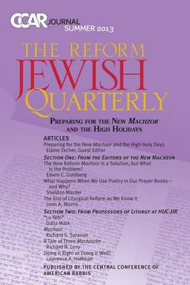 Book cover for Preparing for the New Machzor - Ccar Journal, Summer 2013