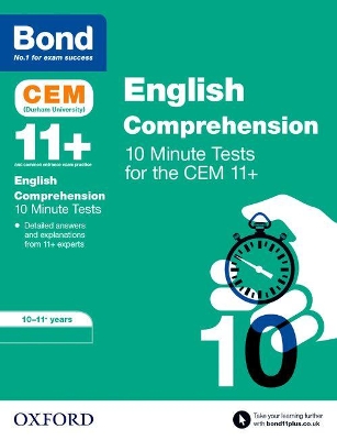 Book cover for Bond 11+: CEM English Comprehension 10 Minute Tests: Ready for the 2024 exam