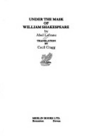 Cover of Under the Mask of William Shakespeare