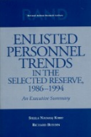 Cover of An Enlisted Personnel Trends in the Selected Reserve, 1986-1994