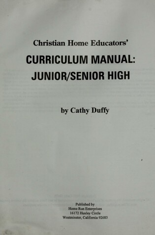 Cover of Curriculum Manual Junior/Senior High