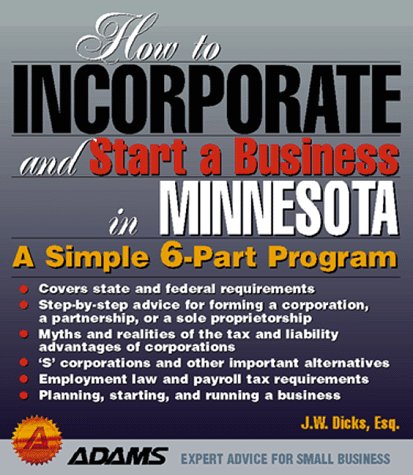 Book cover for How to Incorporate and Start a Business in Minnesota