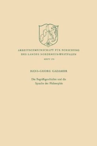 Cover of Die Begriffsgeschichte und die Sprache der Philosophie