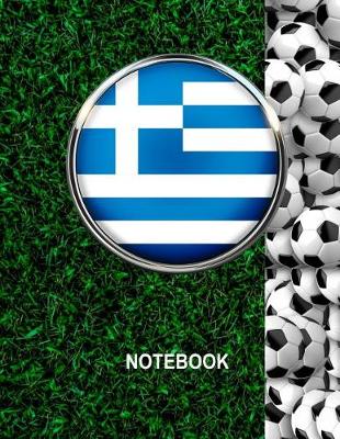Book cover for Notebook. Greece Flag And Soccer Balls Cover. For Soccer Fans. Blank Lined Planner Journal Diary.