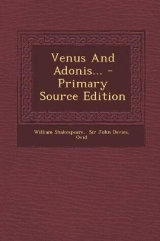 Cover of Venus and Adonis... - Primary Source Edition