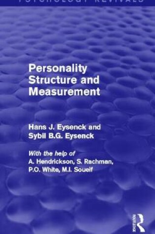 Cover of Personality Structure and Measurement (Psychology Revivals)