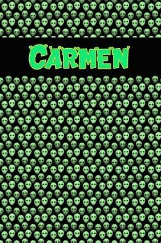 Cover of 120 Page Handwriting Practice Book with Green Alien Cover Carmen