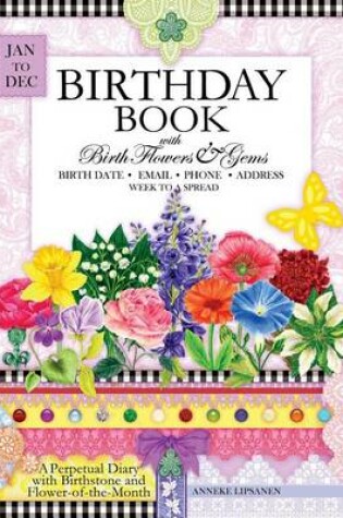 Cover of Birthday Book with Birth Flowers and Gems