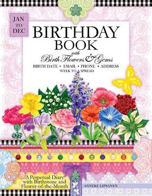 Cover of Birthday Book with Birth Flowers and Gems