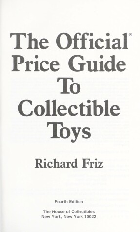 Book cover for Official Price Guide Collct Toys