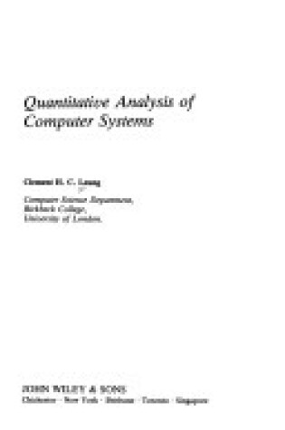 Cover of Quantitative Analysis of Computer Systems