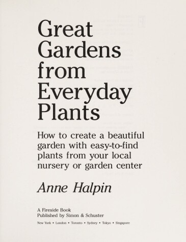 Book cover for Great Gardens from Everyday Plants (Cloth)