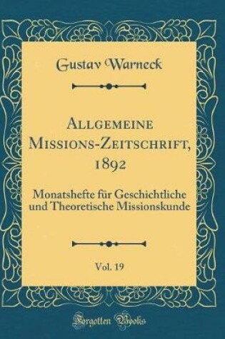 Cover of Allgemeine Missions-Zeitschrift, 1892, Vol. 19