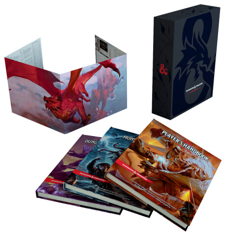 Book cover for Dungeons & Dragons Core Rulebooks Gift Set (Special Foil Covers Edition with Slipcase, Player's Handbook, Dungeon Master's Guide, Monster Manual, DM Screen)