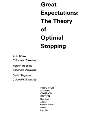 Cover of The Theory of Optimal Stopping