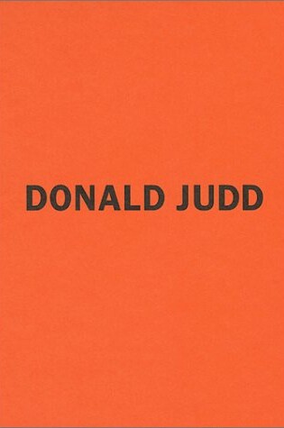 Cover of Donald Judd