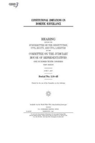 Cover of Constitutional limitations on domestic surveillance