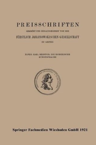 Cover of Die Homerische Kunstsprache