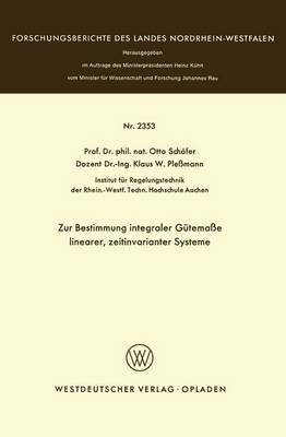 Book cover for Zur Bestimmung Integraler Gutemasse Linearer, Zeitinvarianter Systeme