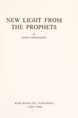 Cover of New Light from the Prophets