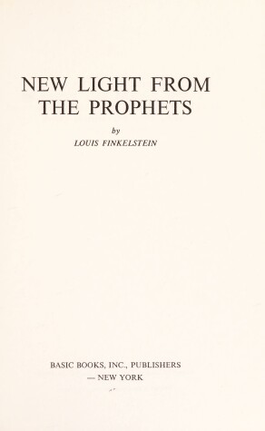 Book cover for New Light from the Prophets