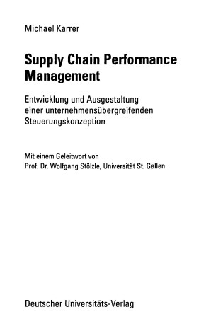 Cover of Supply Chain Performance Management