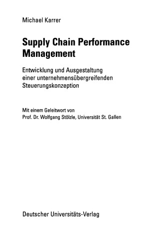 Cover of Supply Chain Performance Management