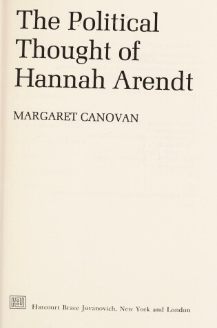 Cover of The Political Thought of Hannah Arendt