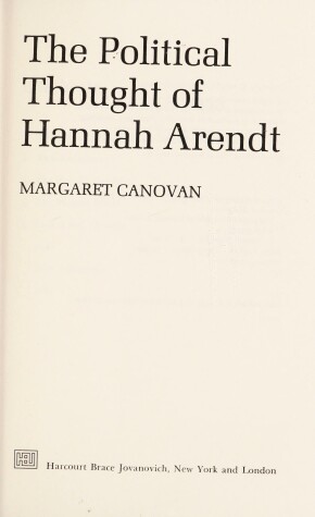 Book cover for The Political Thought of Hannah Arendt