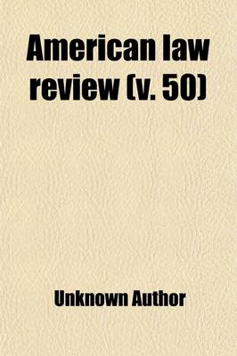 Book cover for American Law Review (Volume 50)