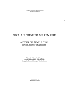 Book cover for Giza Au Premier Millenaire. Autour Du Temple D'Isis Dame Des Pyramides