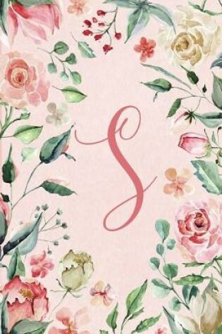 Cover of Notebook 6"x9" - Initial S - Pink Green Floral Design