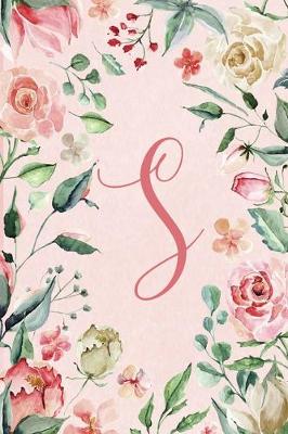 Book cover for Notebook 6"x9" - Initial S - Pink Green Floral Design