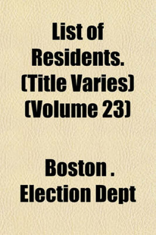 Cover of List of Residents. (Title Varies) (Volume 23)