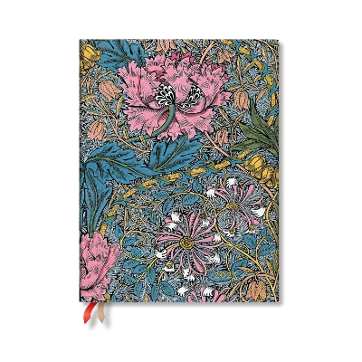 Book cover for Morris Pink Honeysuckle (William Morris) Ultra 12-month Verso Hardback Dayplanner 2025 (Elastic Band Closure)
