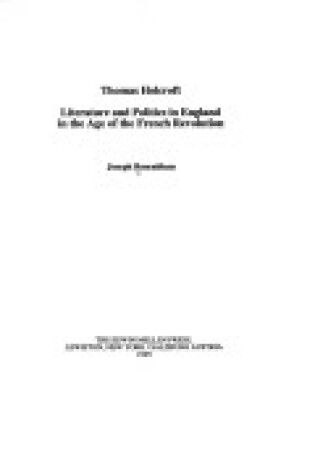 Cover of Thomas Holcroft