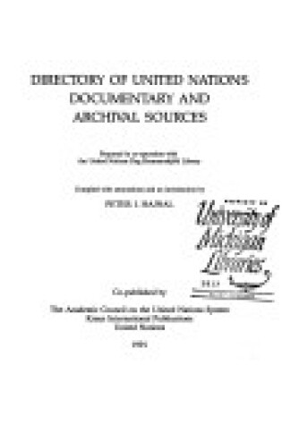 Cover of Directory of United Nations Documentary and Archival Sources