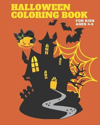 Book cover for halloween coloring book for kids ages 4-8