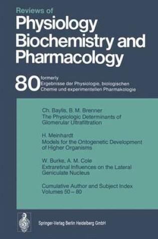 Cover of Reviews of Physiology, Biochemistry and Pharmacology