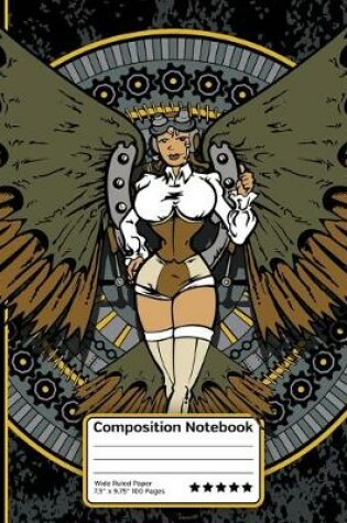 Cover of Steampunk Victorian Woman Mechanical Wings Vintage Composition Notebook