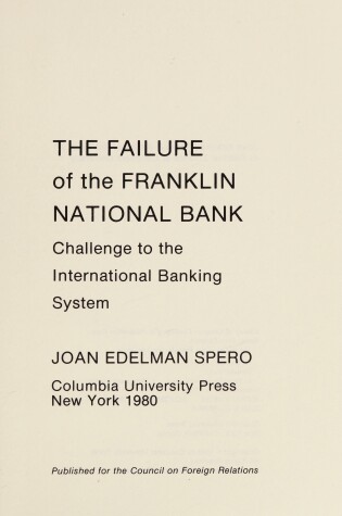 Cover of The Failure of the Franklin National Bank